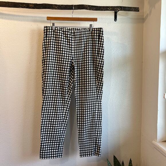 J.Jill Black & White Checkered Cotton Plaid High Rise Cropped Pants Size 12 - Picture 1 of 13